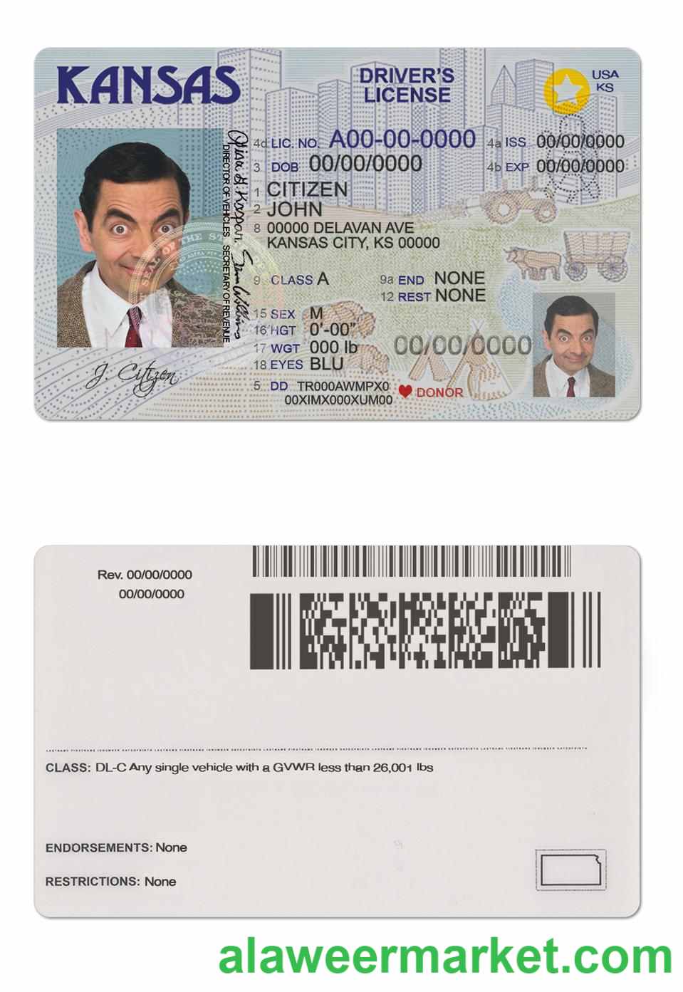 USA Kansas driving license
